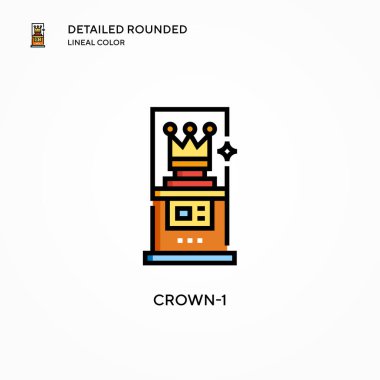 Crown-1 vektör simgesi. Modern vektör illüstrasyon kavramları. Düzenlemesi ve kişiselleştirmesi kolay.