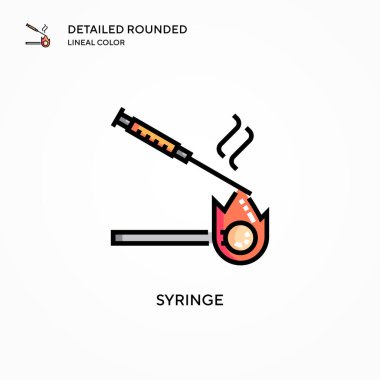 Şırınga vektör simgesi. Modern vektör illüstrasyon kavramları. Düzenlemesi ve kişiselleştirmesi kolay.