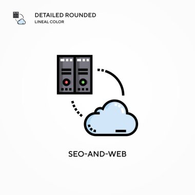 Seo ve web vektör simgesi. Modern vektör illüstrasyon kavramları. Düzenlemesi ve kişiselleştirmesi kolay.