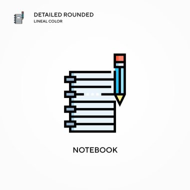 Not defteri vektör simgesi. Modern vektör illüstrasyon kavramları. Düzenlemesi ve kişiselleştirmesi kolay.