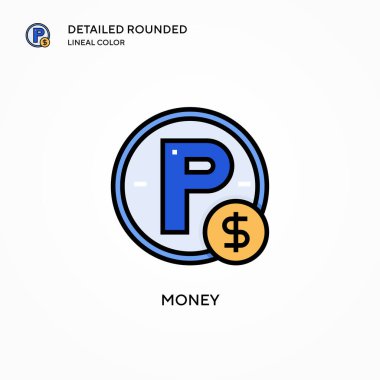 Para vektör simgesi. Modern vektör illüstrasyon kavramları. Düzenlemesi ve kişiselleştirmesi kolay.