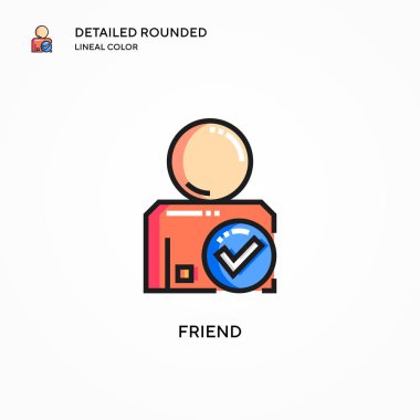 Arkadaş vektör simgesi. Modern vektör illüstrasyon kavramları. Düzenlemesi ve kişiselleştirmesi kolay.