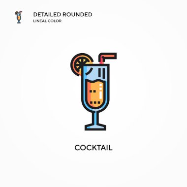 Kokteyl vektör simgesi. Modern vektör illüstrasyon kavramları. Düzenlemesi ve kişiselleştirmesi kolay.