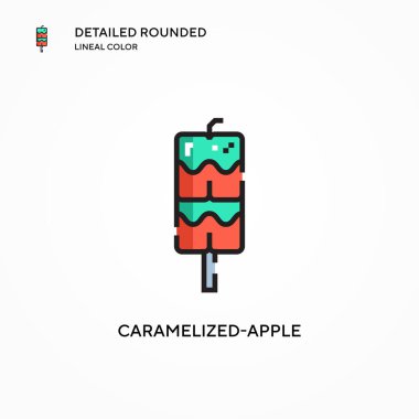 Karamelleştirilmiş elma vektör simgesi. Modern vektör illüstrasyon kavramları. Düzenlemesi ve kişiselleştirmesi kolay.