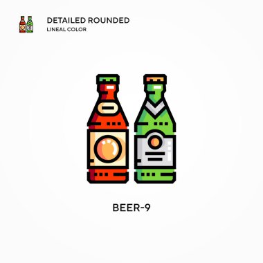 Bira-9 vektör simgesi. Modern vektör illüstrasyon kavramları. Düzenlemesi ve kişiselleştirmesi kolay.
