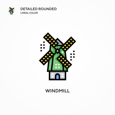 Yel değirmeni ikonu. Modern vektör illüstrasyon kavramları. Düzenlemesi ve kişiselleştirmesi kolay.
