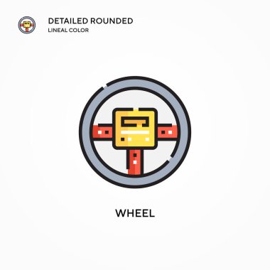 Tekerlek vektör simgesi. Modern vektör illüstrasyon kavramları. Düzenlemesi ve kişiselleştirmesi kolay.