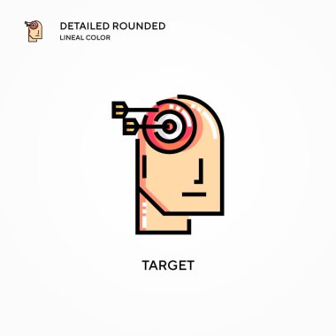 Hedef vektör simgesi. Modern vektör illüstrasyon kavramları. Düzenlemesi ve kişiselleştirmesi kolay.