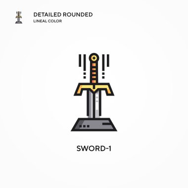 Kılıç-1 vektör simgesi. Modern vektör illüstrasyon kavramları. Düzenlemesi ve kişiselleştirmesi kolay.