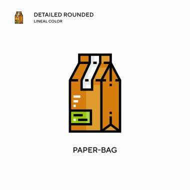 Kağıt torba vektör simgesi. Modern vektör illüstrasyon kavramları. Düzenlemesi ve kişiselleştirmesi kolay.