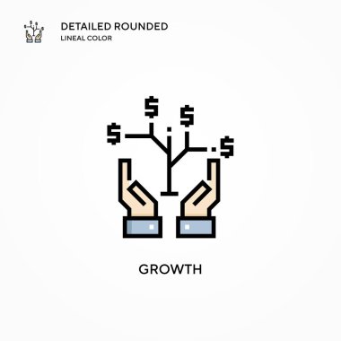 Büyüme vektör simgesi. Modern vektör illüstrasyon kavramları. Düzenlemesi ve kişiselleştirmesi kolay.