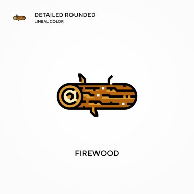 Yakacak odunu vektör simgesi. Modern vektör illüstrasyon kavramları. Düzenlemesi ve kişiselleştirmesi kolay.