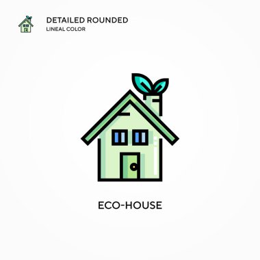 Eko-ev vektör simgesi. Modern vektör illüstrasyon kavramları. Düzenlemesi ve kişiselleştirmesi kolay.