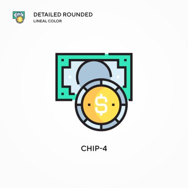 Çip-4 vektör simgesi. Modern vektör illüstrasyon kavramları. Düzenlemesi ve kişiselleştirmesi kolay.