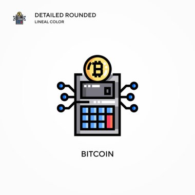 Bitcoin vektör simgesi. Modern vektör illüstrasyon kavramları. Düzenlemesi ve kişiselleştirmesi kolay.