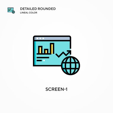 Ekran-1 vektör simgesi. Modern vektör illüstrasyon kavramları. Düzenlemesi ve kişiselleştirmesi kolay.