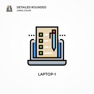 Laptop-1 vektör simgesi. Modern vektör illüstrasyon kavramları. Düzenlemesi ve kişiselleştirmesi kolay.