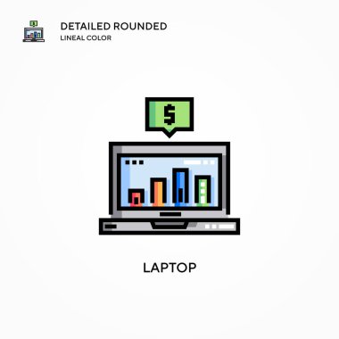 Laptop vektör simgesi. Modern vektör illüstrasyon kavramları. Düzenlemesi ve kişiselleştirmesi kolay.
