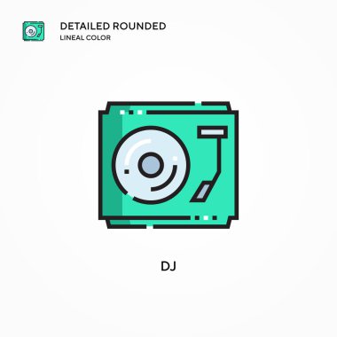 DJ vektör simgesi. Modern vektör illüstrasyon kavramları. Düzenlemesi ve kişiselleştirmesi kolay.