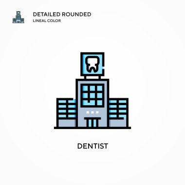 Diş hekimi vektör simgesi. Modern vektör illüstrasyon kavramları. Düzenlemesi ve kişiselleştirmesi kolay.