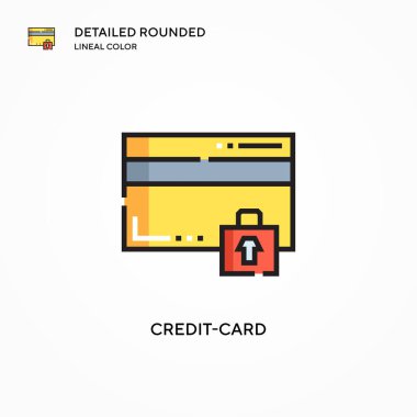 Kredi kartı vektör simgesi. Modern vektör illüstrasyon kavramları. Düzenlemesi ve kişiselleştirmesi kolay.