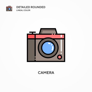 Kamera vektör simgesi. Modern vektör illüstrasyon kavramları. Düzenlemesi ve kişiselleştirmesi kolay.