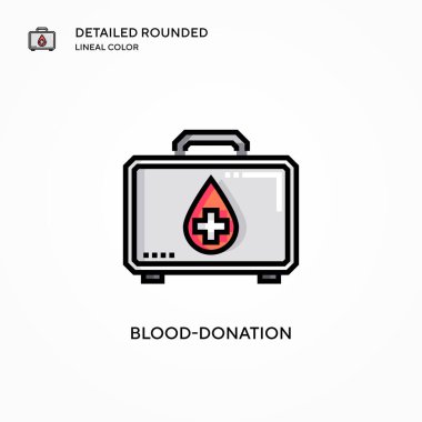 Kan bağışı vektör ikonu. Modern vektör illüstrasyon kavramları. Düzenlemesi ve kişiselleştirmesi kolay.