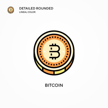Bitcoin vektör simgesi. Modern vektör illüstrasyon kavramları. Düzenlemesi ve kişiselleştirmesi kolay.