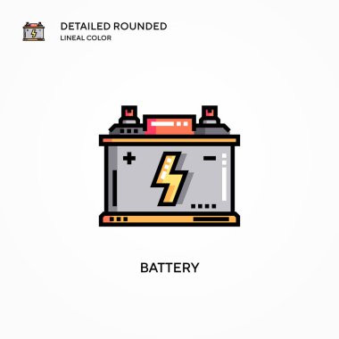 Batarya vektör simgesi. Modern vektör illüstrasyon kavramları. Düzenlemesi ve kişiselleştirmesi kolay.
