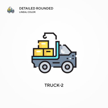 Kamyon-2 vektör simgesi. Modern vektör illüstrasyon kavramları. Düzenlemesi ve kişiselleştirmesi kolay.