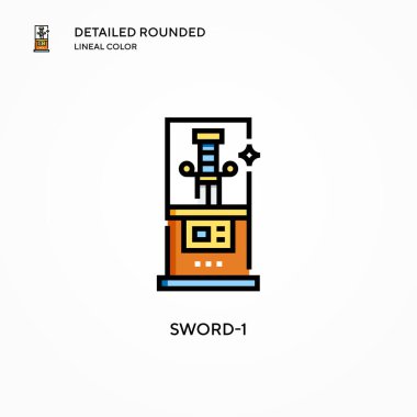 Kılıç-1 vektör simgesi. Modern vektör illüstrasyon kavramları. Düzenlemesi ve kişiselleştirmesi kolay.