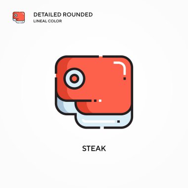 Biftek vektör ikonu. Modern vektör illüstrasyon kavramları. Düzenlemesi ve kişiselleştirmesi kolay.
