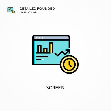 Ekran vektör simgesi. Modern vektör illüstrasyon kavramları. Düzenlemesi ve kişiselleştirmesi kolay.