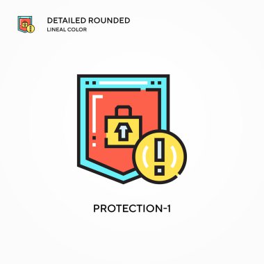 Koruma-1 vektör simgesi. Modern vektör illüstrasyon kavramları. Düzenlemesi ve kişiselleştirmesi kolay.