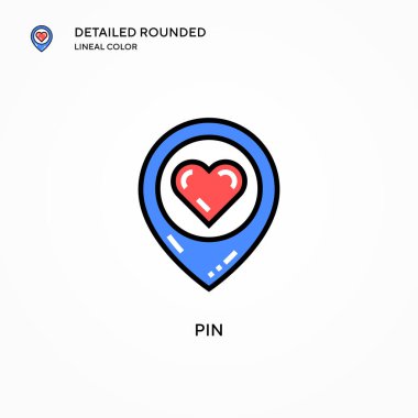 Pin vektör simgesi. Modern vektör illüstrasyon kavramları. Düzenlemesi ve kişiselleştirmesi kolay.