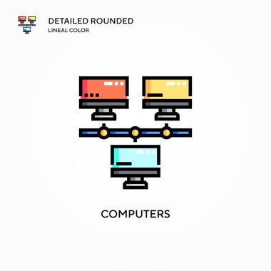 Bilgisayar vektör simgesi. Modern vektör illüstrasyon kavramları. Düzenlemesi ve kişiselleştirmesi kolay.