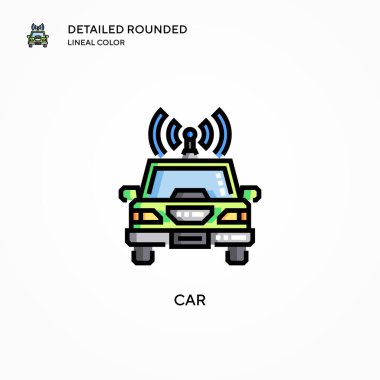 Araba vektör simgesi. Modern vektör illüstrasyon kavramları. Düzenlemesi ve kişiselleştirmesi kolay.