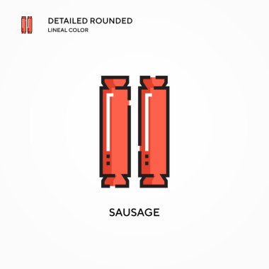 Sosis vektör simgesi. Modern vektör illüstrasyon kavramları. Düzenlemesi ve kişiselleştirmesi kolay.