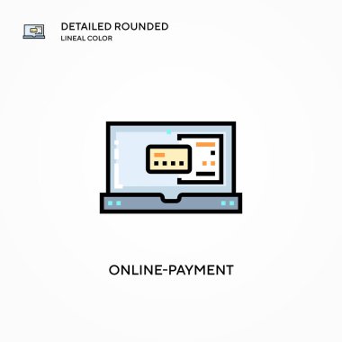 Çevrimiçi ödeme vektör simgesi. Modern vektör illüstrasyon kavramları. Düzenlemesi ve kişiselleştirmesi kolay.