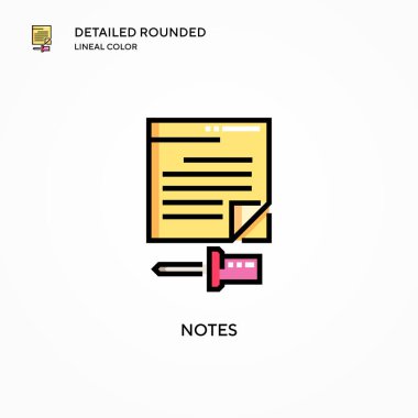 Not vektör simgesi. Modern vektör illüstrasyon kavramları. Düzenlemesi ve kişiselleştirmesi kolay.