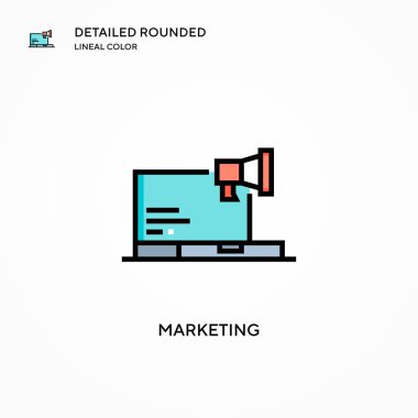 Pazarlama vektör simgesi. Modern vektör illüstrasyon kavramları. Düzenlemesi ve kişiselleştirmesi kolay.
