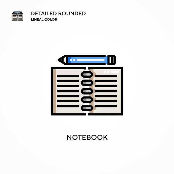 Ícone Vetorial Notebook Conceitos Modernos Ilustração Vetorial Fácil Editar Personalizar —  Vetores de Stock