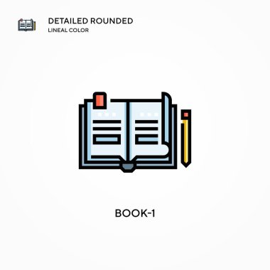 Kitap-1 vektör simgesi. Modern vektör illüstrasyon kavramları. Düzenlemesi ve kişiselleştirmesi kolay.