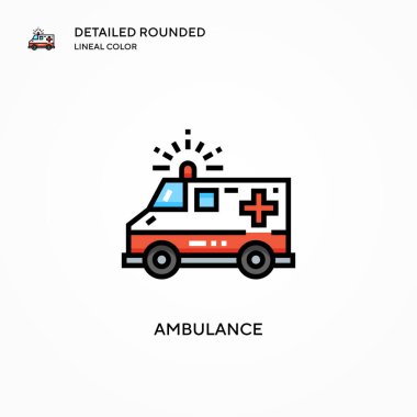 Ambulans vektör simgesi. Modern vektör illüstrasyon kavramları. Düzenlemesi ve kişiselleştirmesi kolay.
