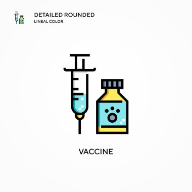Aşı vektör ikonu. Modern vektör illüstrasyon kavramları. Düzenlemesi ve kişiselleştirmesi kolay.