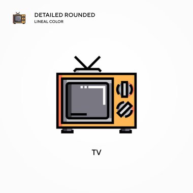 TV vektör simgesi. Modern vektör illüstrasyon kavramları. Düzenlemesi ve kişiselleştirmesi kolay.