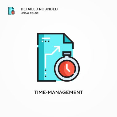 Zaman yönetimi vektör simgesi. Modern vektör illüstrasyon kavramları. Düzenlemesi ve kişiselleştirmesi kolay.