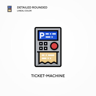 Bilet makinesi vektör simgesi. Modern vektör illüstrasyon kavramları. Düzenlemesi ve kişiselleştirmesi kolay.