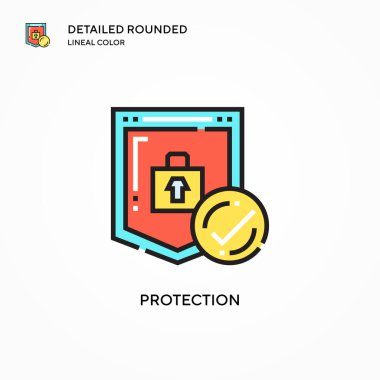 Koruma vektör simgesi. Modern vektör illüstrasyon kavramları. Düzenlemesi ve kişiselleştirmesi kolay.