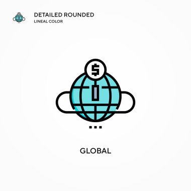 Küresel vektör simgesi. Modern vektör illüstrasyon kavramları. Düzenlemesi ve kişiselleştirmesi kolay.